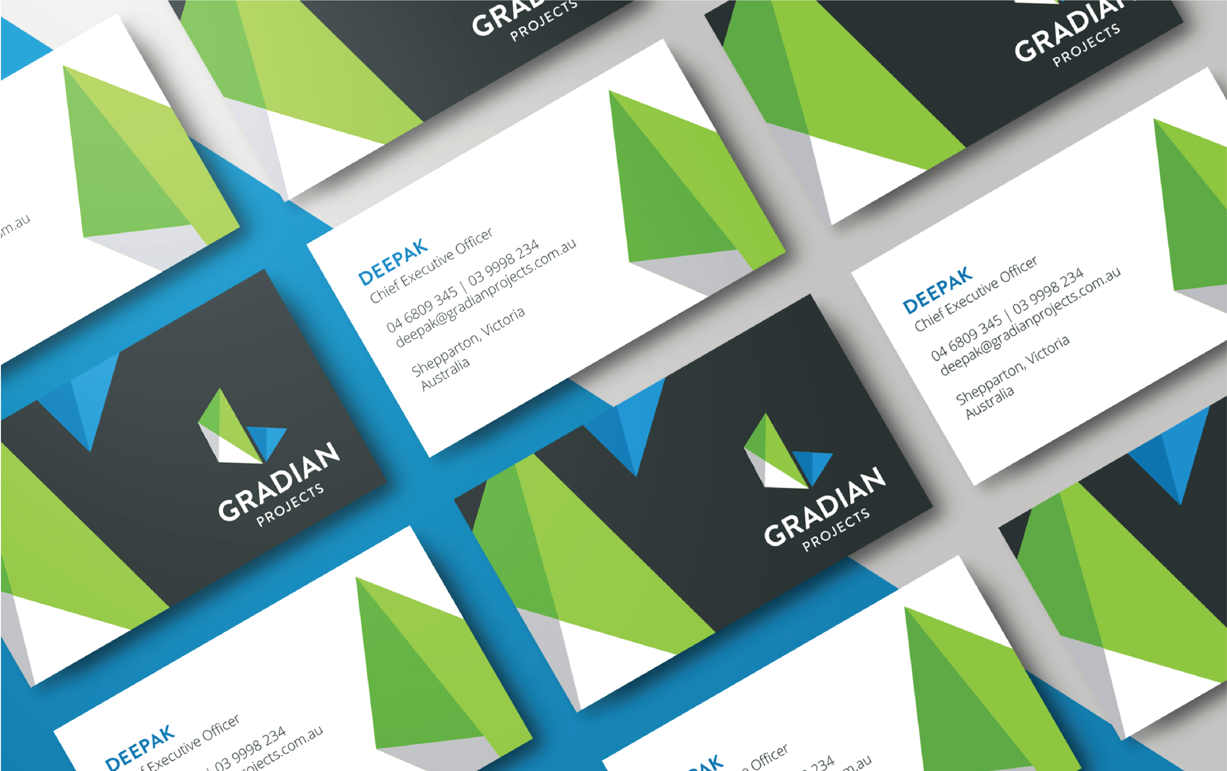 Gradian projects engineering branding business card design