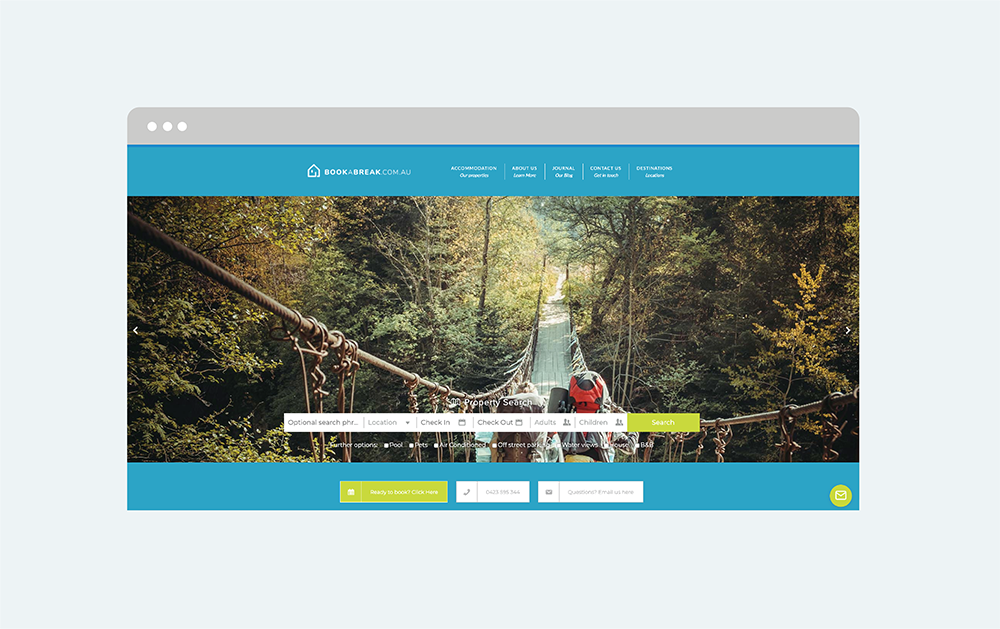 Book a Break website design landing page