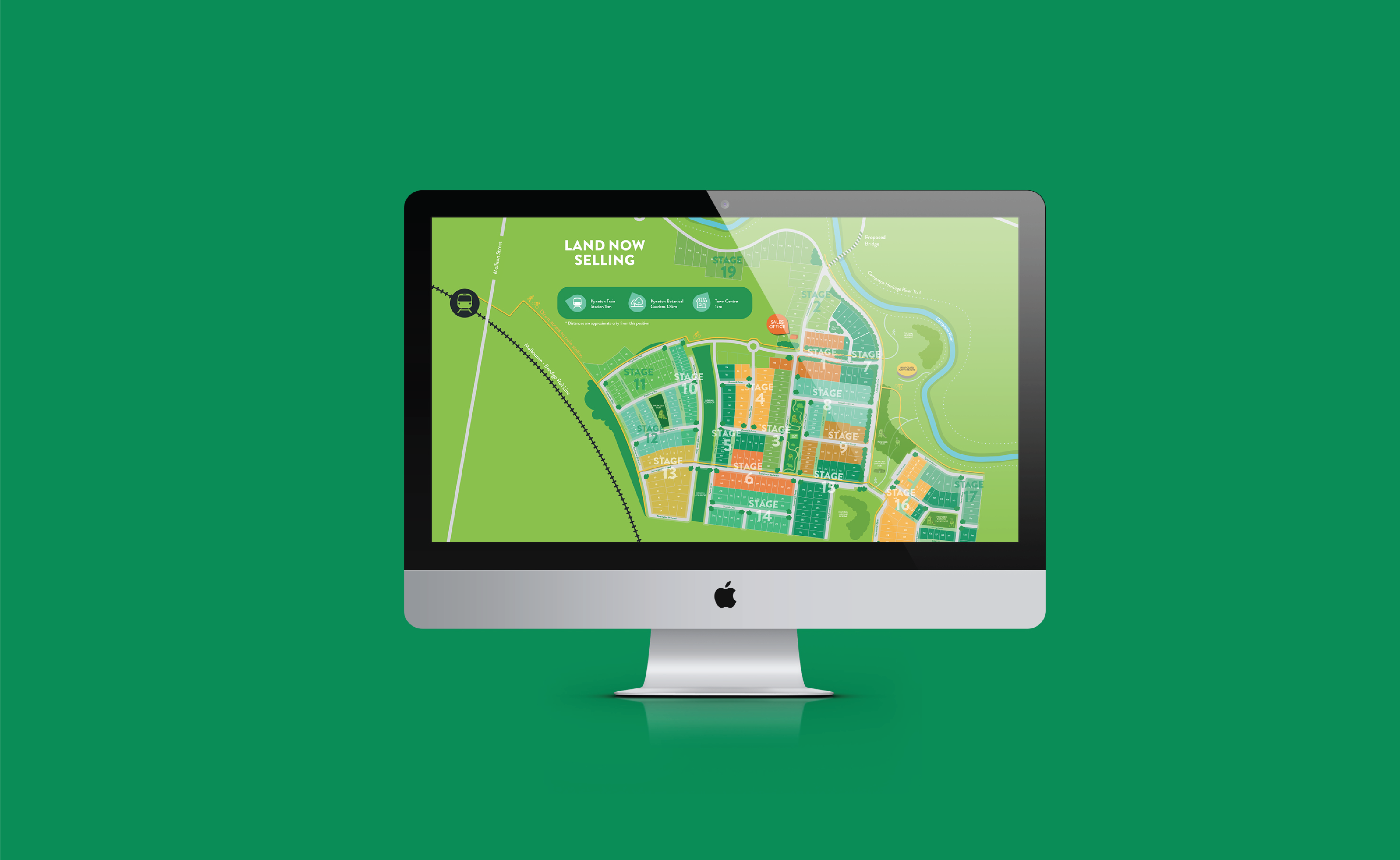 Kyneton on Riverside map infographic illustration