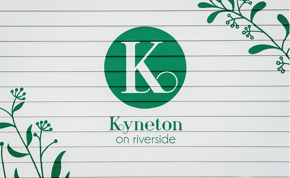 Kyneton on Riverside logo branding on side of wall