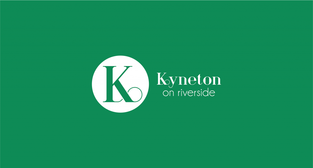 Kyneton on Riverside logo primary on green