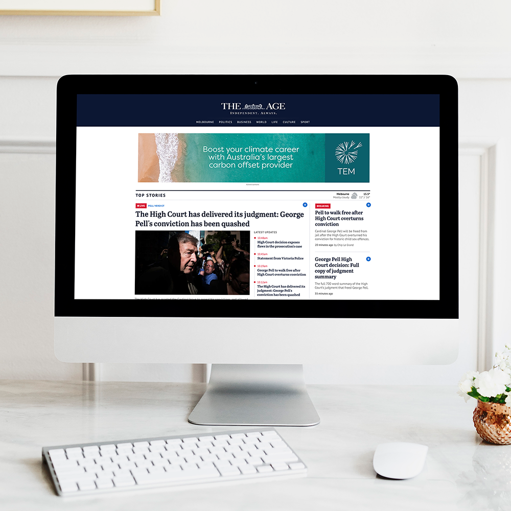 The Age newspaper TEM banner mockup