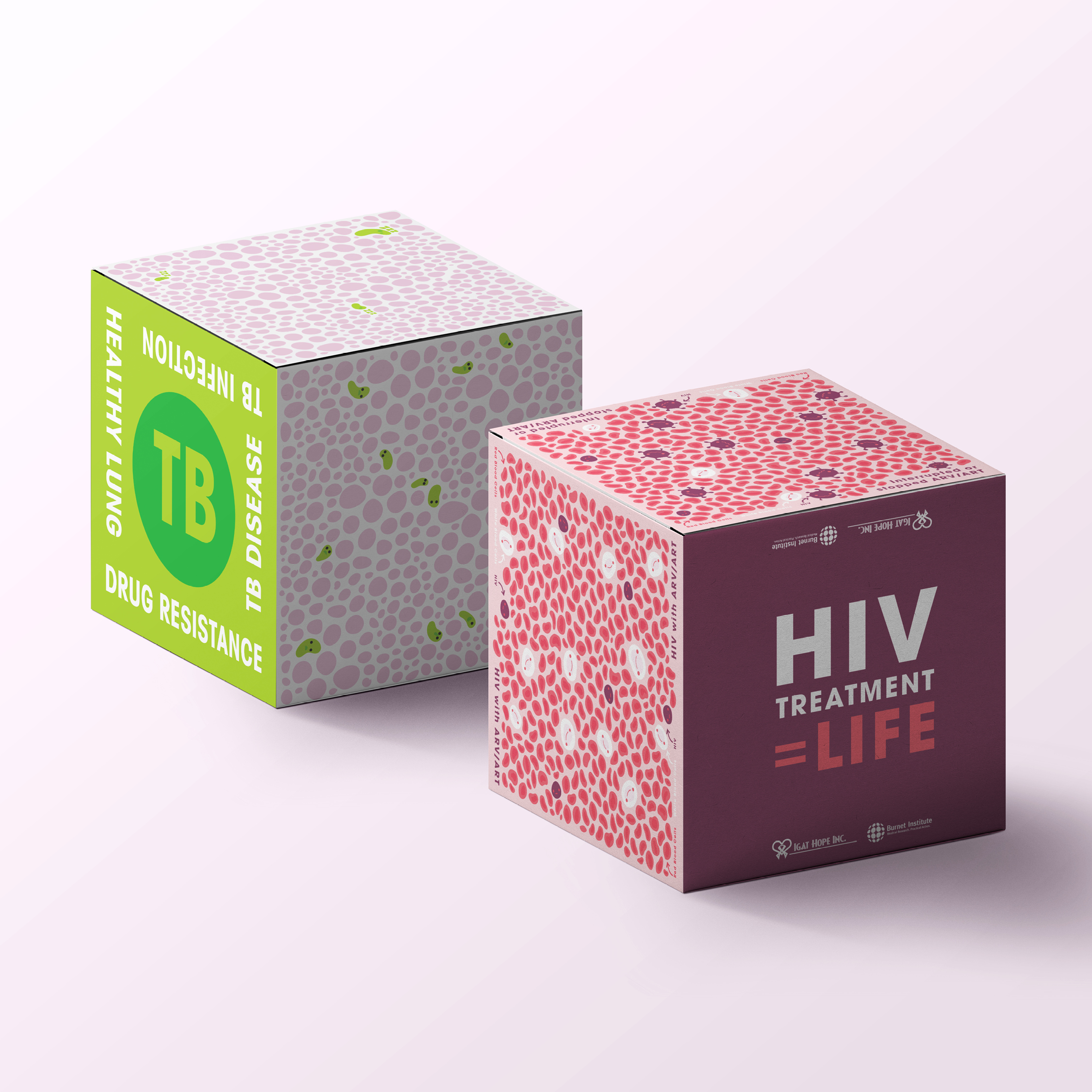 Burnet Institute packaging design inforgraphic boxes mockup